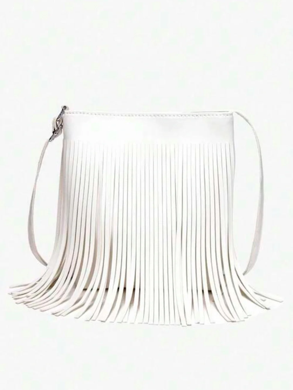Fringed White Crossbody Bag - Minimal Chic